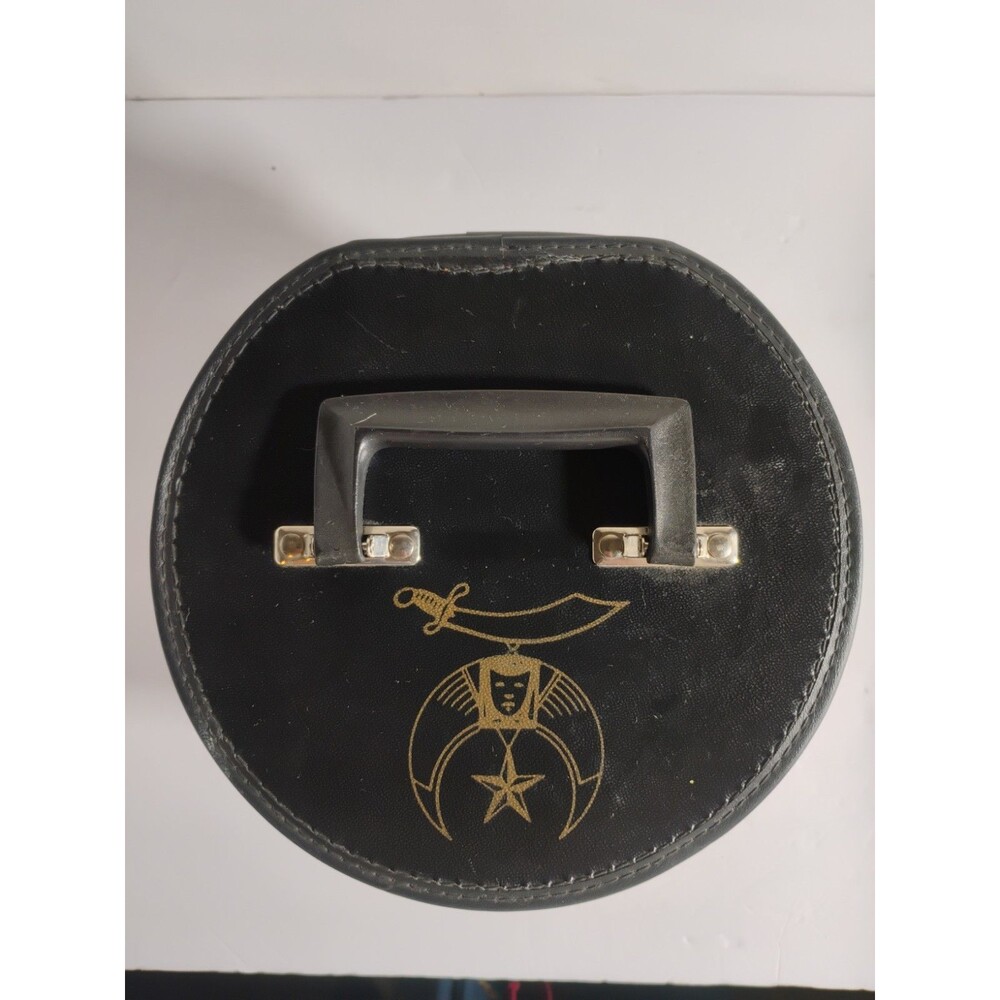 Vintage D. Turin & Co. Masonic Shriner Fez Hat Storage Hard Case Box w/ Handle